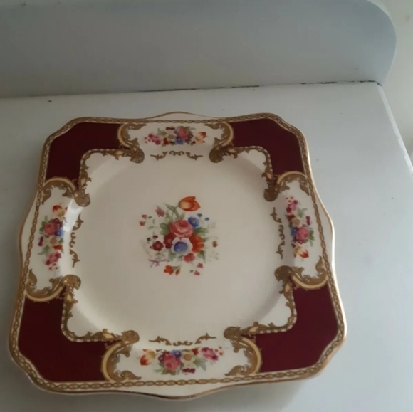2 VTG Myotts Bouquet Royal Crown Staffordshire Square serving Platter or Plate - Picture 10 of 11